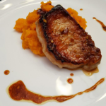 Renee shows off her plating skills with honey garlic pork chops.