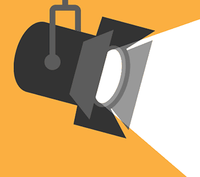 Spotlight before orange background.
