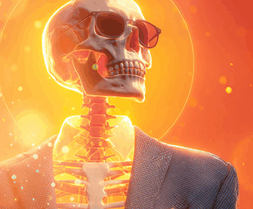 skeleton business suit and sunglasses