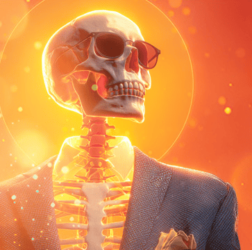 skeleton business suit and sunglasses