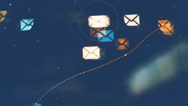 Email icons on a dark background